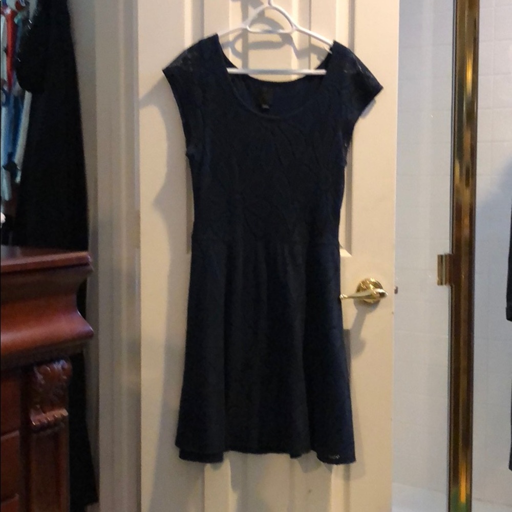 Navy patter knit lace dress